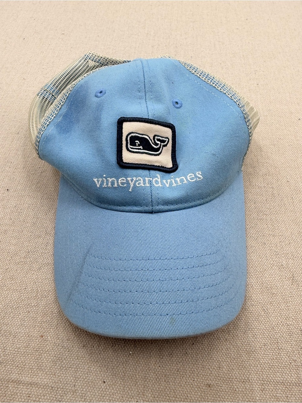 Vineyard Vines Sky Blue and Beige Mesh Snapback Cap